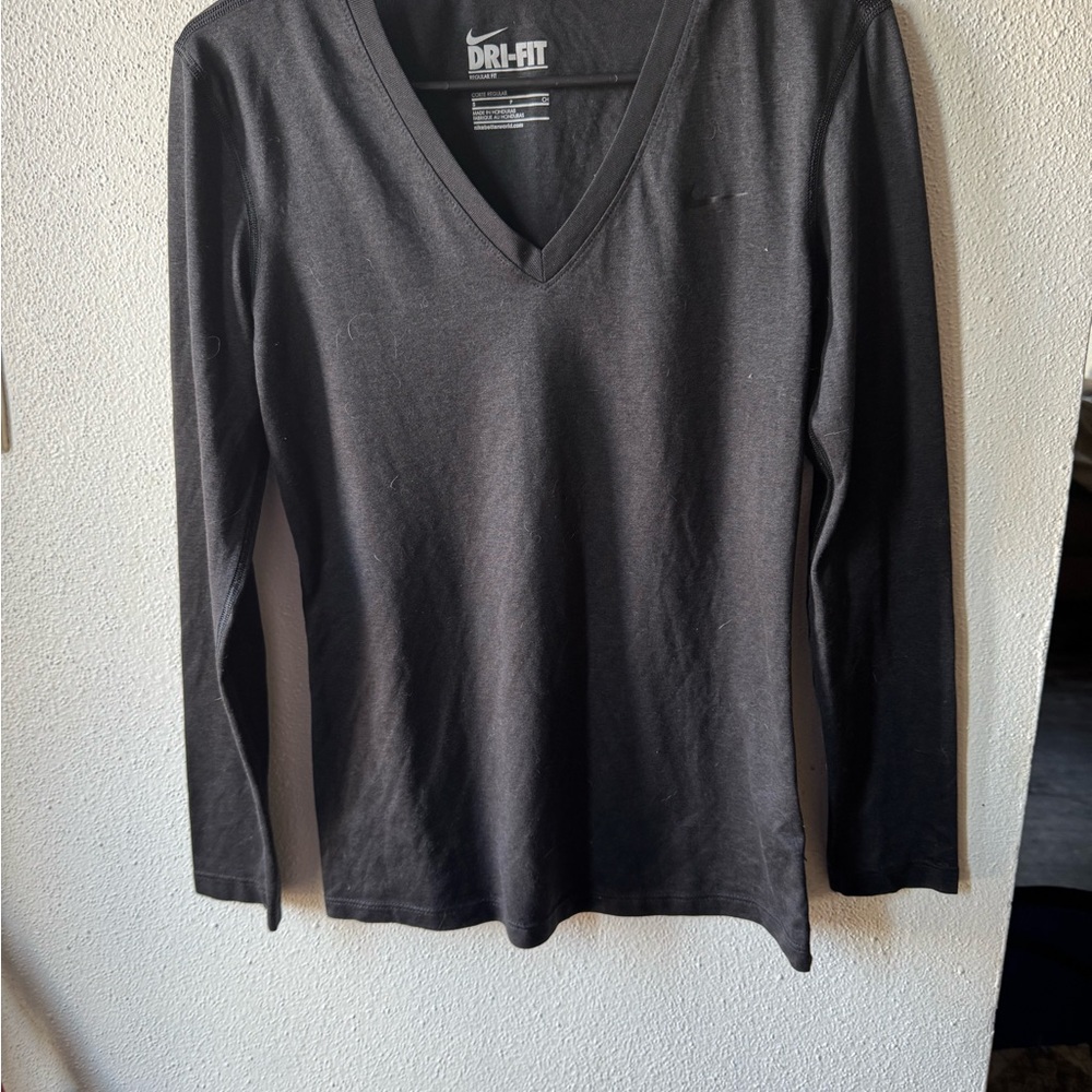 Nike Black Long Sleeve V-Neck Shirt